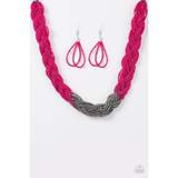 Load image into Gallery viewer, PAPARAZZI BRAZILIAN BRILLIANCE - PINK AND SILVER SEED BEAD NECKLACE