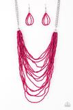 Load image into Gallery viewer, Paparazzi Bora Bombora Pink Seed Bead multi strand Necklace and Earrings Set
