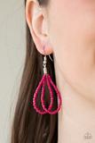 Load image into Gallery viewer, Paparazzi Bora Bombora Pink Seed Bead multi strand Necklace and Earrings Set
