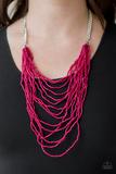 Load image into Gallery viewer, Paparazzi Bora Bombora Pink Seed Bead multi strand Necklace and Earrings Set
